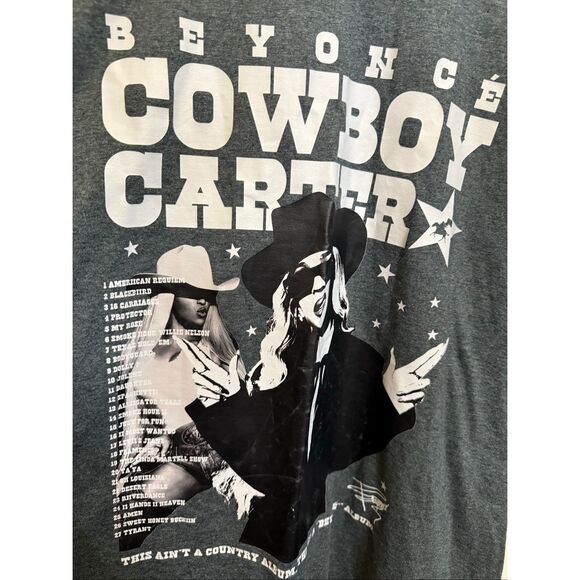 Gildan Women's Beyonce Cowboy Carter Short Sleeve Tour T-Shirt Gray Size XL NWOT - Picture 6 of 10